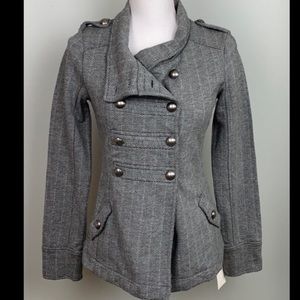 Nordstrom Rubbish Gray Double Breasted Military Style soft cotton Jacket Blazer